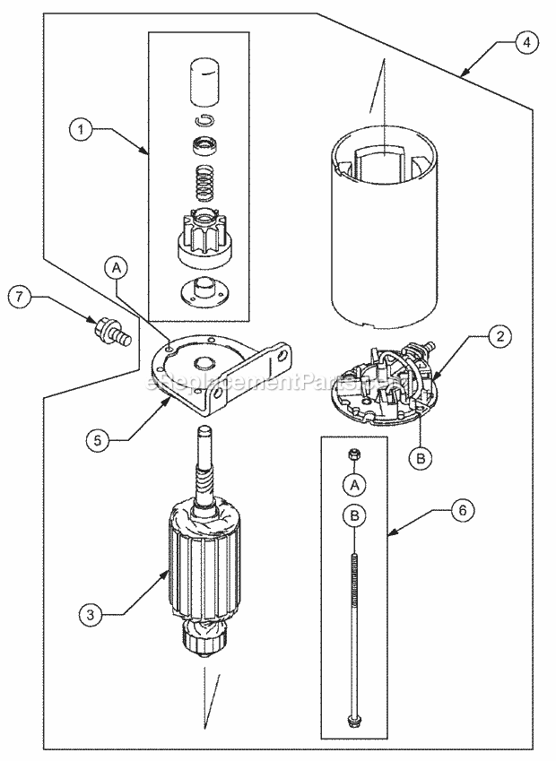 Electric Starter Diagram and Parts List for 1527 13A-241G100 Cub Cadet Lawn Tractor